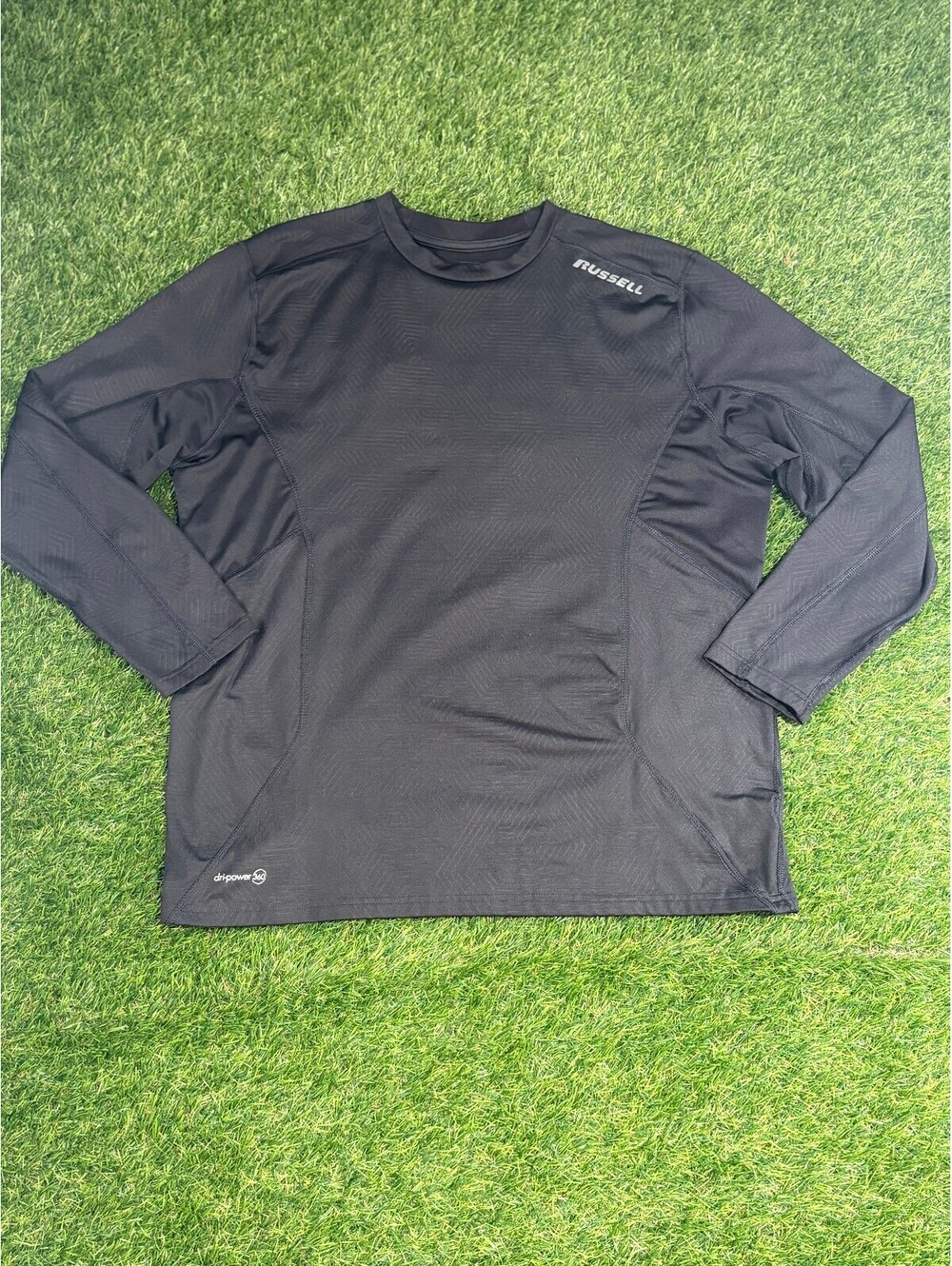 Russell Base Layer Black Polyester Long Sleeve Shirt, Men size XL